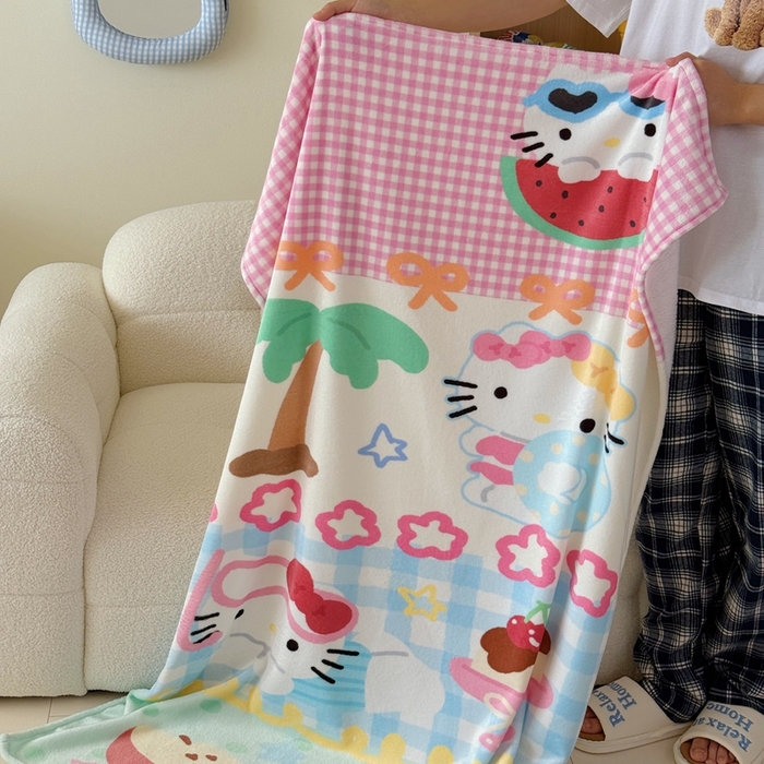 91家纺网 家纺一手货源 找家纺 美乐迪2025四季款双面牛奶绒毛毯空调毯 夏日猫咪