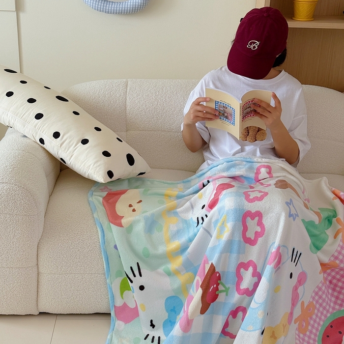 91家纺网 家纺一手货源 找家纺 美乐迪2025四季款双面牛奶绒毛毯空调毯 夏日猫咪