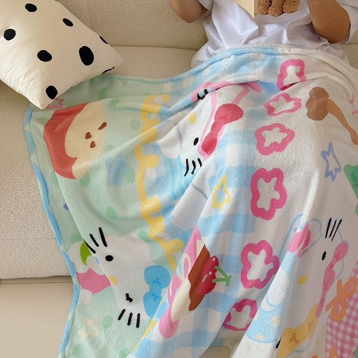 91家纺网 家纺一手货源 找家纺 美乐迪2025四季款双面牛奶绒毛毯空调毯 夏日猫咪