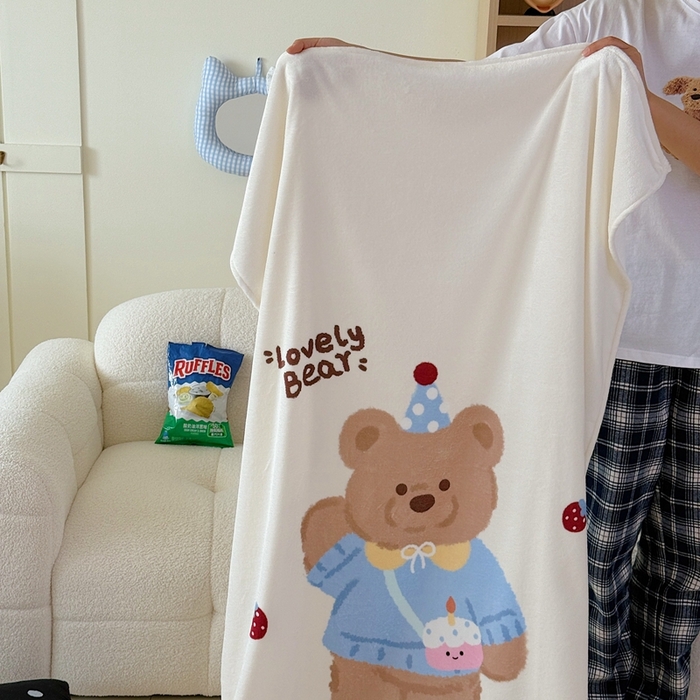 美乐迪2025四季款双面牛奶绒毛毯空调毯 小熊