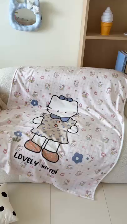 91家纺网 家纺一手货源 找家纺 美乐迪2025四季款双面牛奶绒毛毯空调毯 可爱小猫