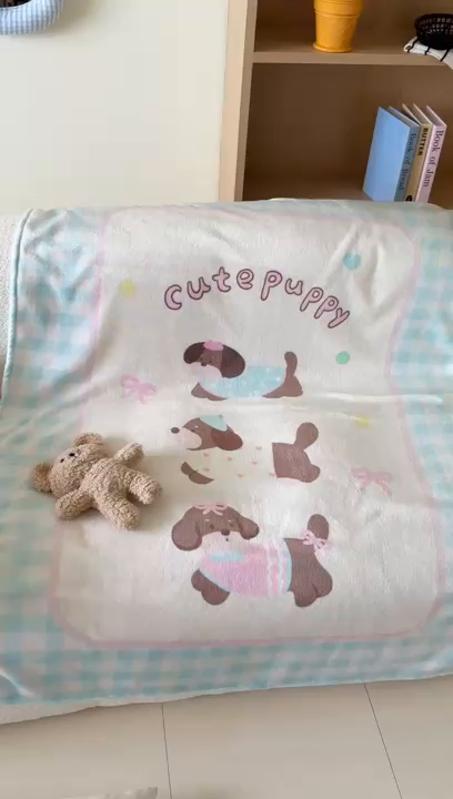 91家纺网 家纺一手货源 找家纺 美乐迪2025四季款双面牛奶绒毛毯空调毯 蓝格子狗