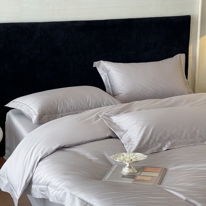 91家纺网 家纺一手货源 找家纺 淳绵家居2025新款50*50S（5050S）长绒棉提花四件套 布兰卡-高级灰