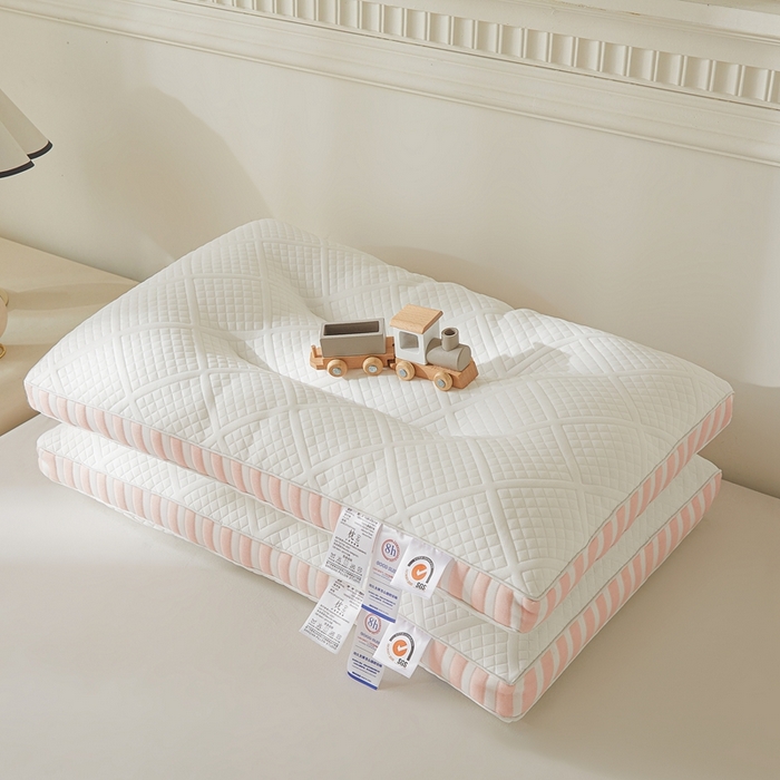 91家纺网 家纺一手货源 找家纺 赛格时代家居 2025新款针织舒适护颈羽丝绒枕 粉色/对