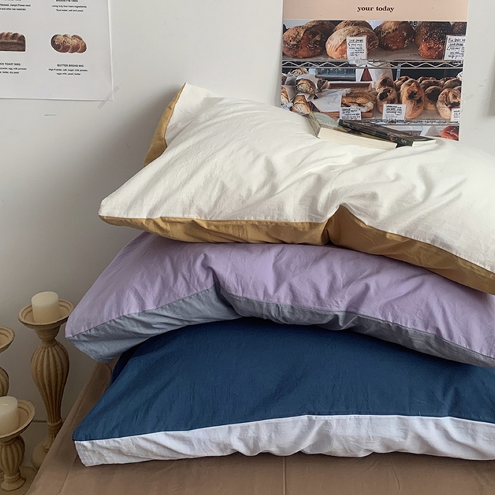 91家纺网 家纺一手货源 找家纺 柚可家居 2024新款40支全棉色织水洗棉单品系列-单枕套 白桃粉拼白