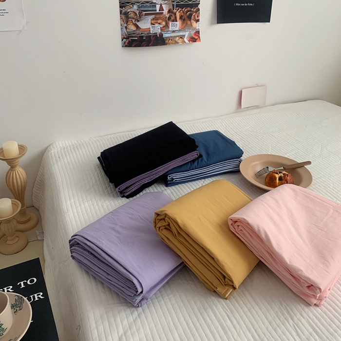 91家纺网 家纺一手货源 找家纺 柚可家居 2024新款40支全棉色织水洗棉单品系列-单被套 白拼白桃粉