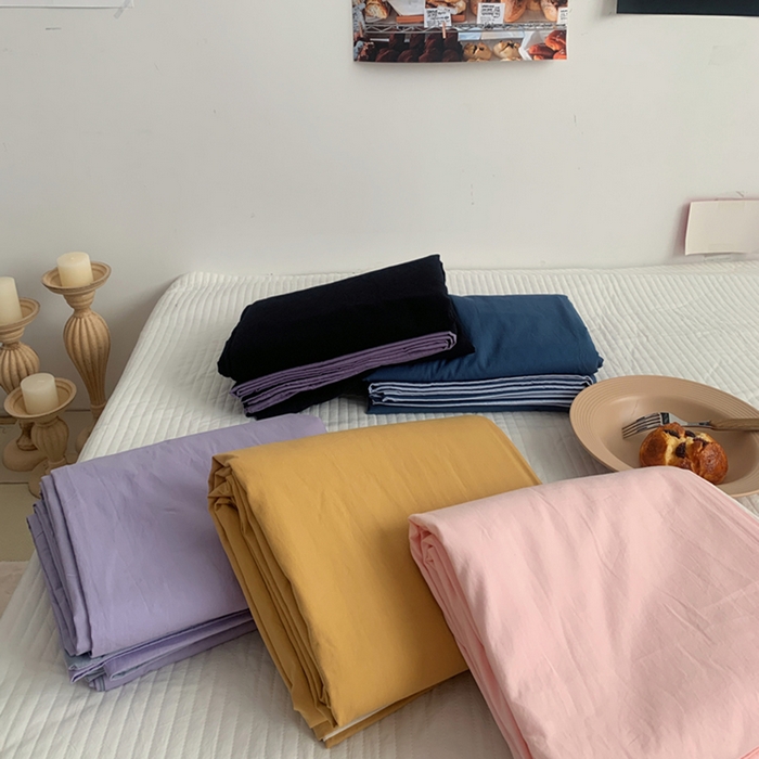 91家纺网 家纺一手货源 找家纺 柚可家居 2024新款40支全棉色织水洗棉单品系列-单被套 白拼白桃粉