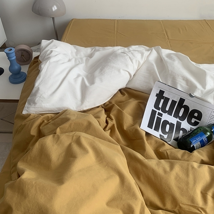 柚可家居 2024新款40支全棉色织水洗棉单品系列-单被套 姜黄拼白