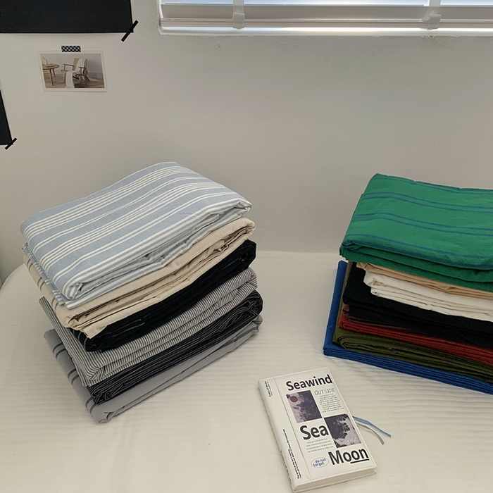 91家纺网 家纺一手货源 找家纺 柚可家居 2024新款40支全棉色织水洗棉单品系列-单被套 黑色