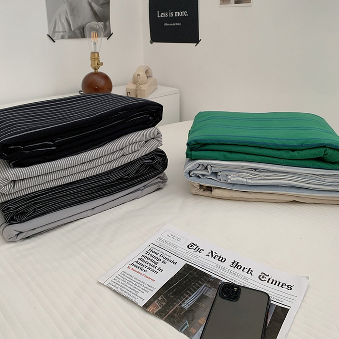 91家纺网 家纺一手货源 找家纺 柚可家居 2024新款40支全棉色织水洗棉单品系列-单被套 跃蓝