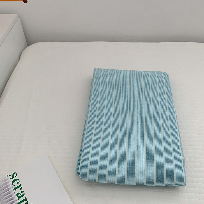 91家纺网 家纺一手货源 找家纺 柚可家居 2024新款40支全棉色织水洗棉单品系列-单被套 蓝竖条