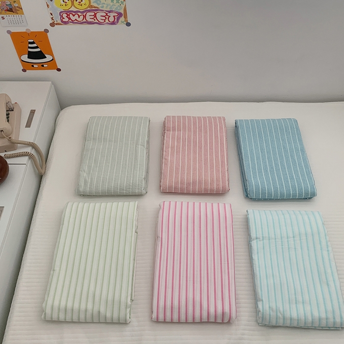 91家纺网 家纺一手货源 找家纺 柚可家居 2024新款40支全棉色织水洗棉单品系列-单被套 绿竖条