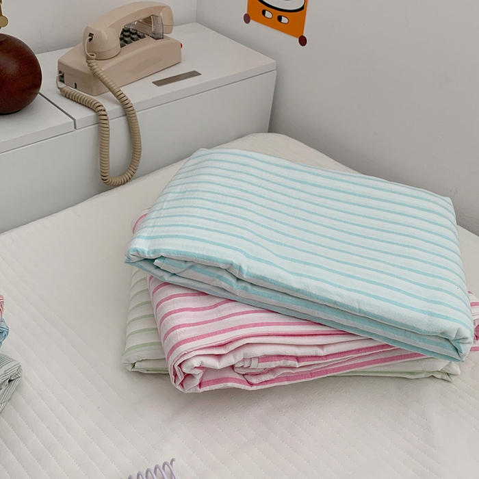 91家纺网 家纺一手货源 找家纺 柚可家居 2024新款40支全棉色织水洗棉单品系列-单被套 细红竖条纹