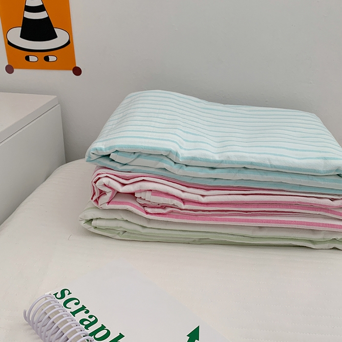 91家纺网 家纺一手货源 找家纺 柚可家居 2024新款40支全棉色织水洗棉单品系列-单被套 细蓝竖条纹