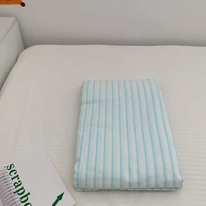 91家纺网 家纺一手货源 找家纺 柚可家居 2024新款40支全棉色织水洗棉单品系列-单被套 细绿竖条纹