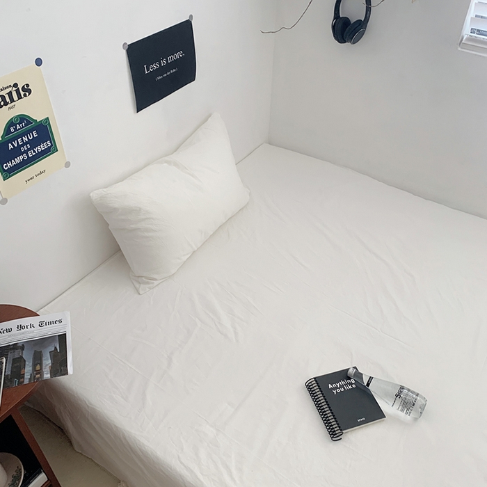 91家纺网 家纺一手货源 找家纺 柚可家居 2024新款40支全棉色织水洗棉单品系列-单床单 白青年