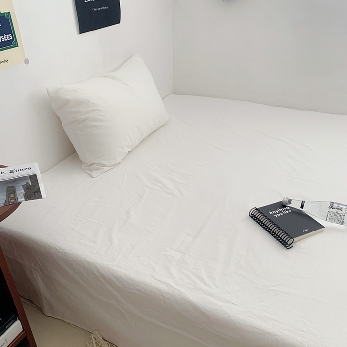 91家纺网 家纺一手货源 找家纺 柚可家居 2024新款40支全棉色织水洗棉单品系列-单床单 白青年