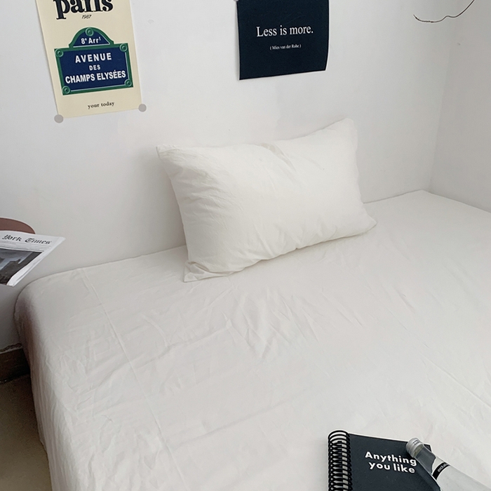 91家纺网 家纺一手货源 找家纺 柚可家居 2024新款40支全棉色织水洗棉单品系列-单床单 白青年