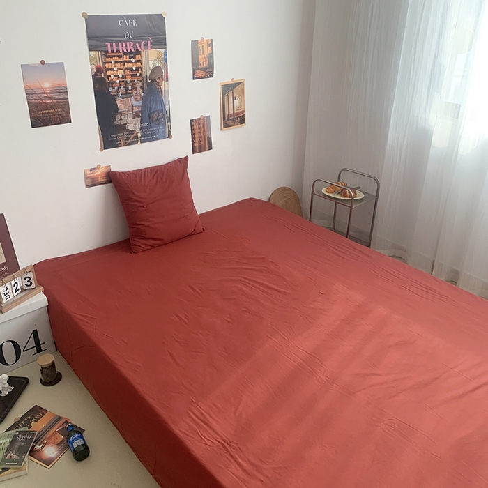 柚可家居 2024新款40支全棉色织水洗棉单品系列-单床单 树莓红