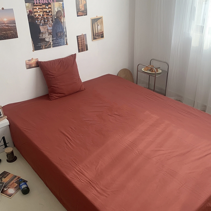 91家纺网 家纺一手货源 找家纺 柚可家居 2024新款40支全棉色织水洗棉单品系列-单床单 树莓红