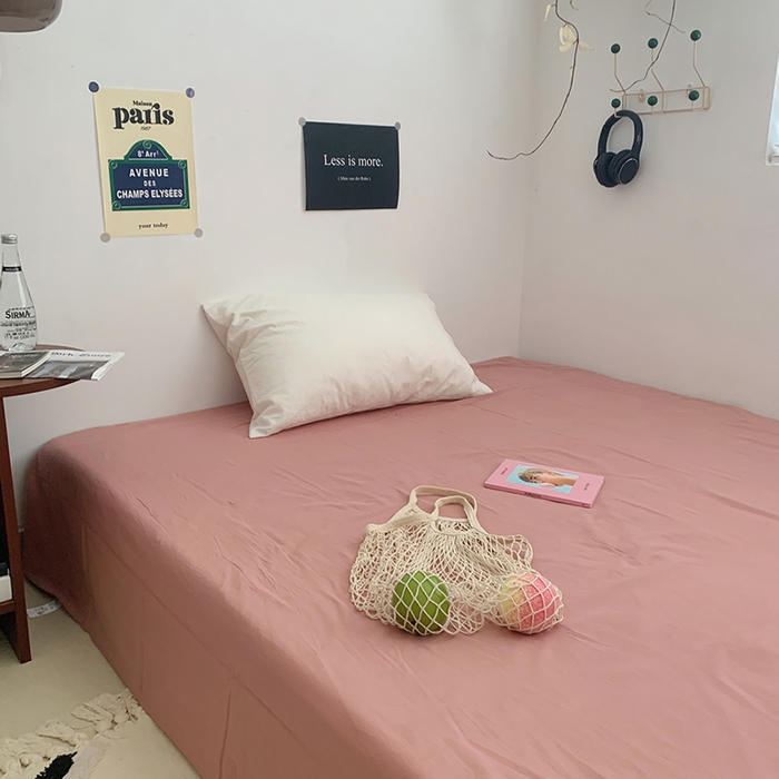 91家纺网 家纺一手货源 找家纺 柚可家居 2024新款40支全棉色织水洗棉单品系列-单床单 橡皮粉2