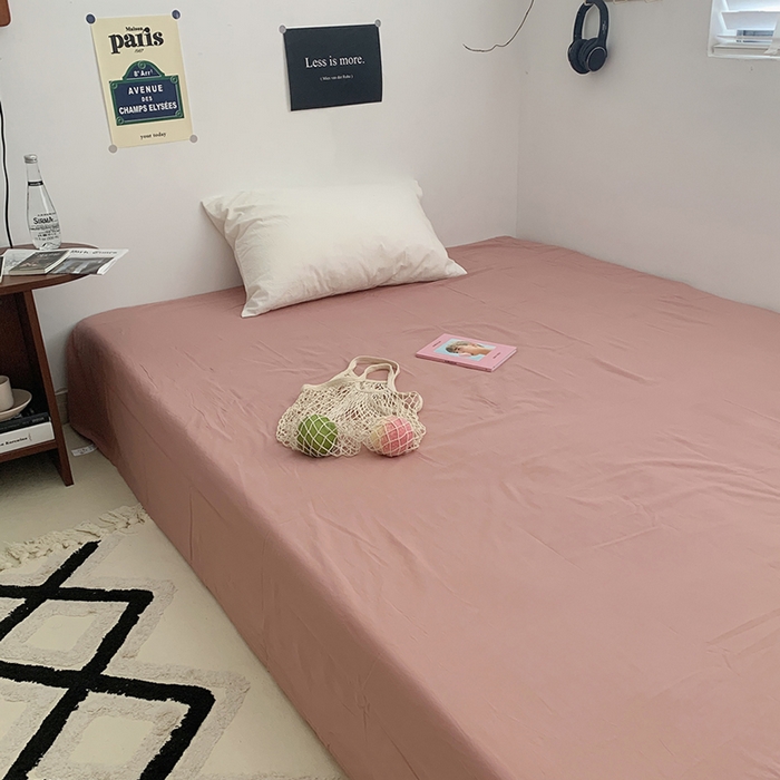 91家纺网 家纺一手货源 找家纺 柚可家居 2024新款40支全棉色织水洗棉单品系列-单床单 橡皮粉2