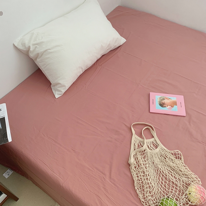 91家纺网 家纺一手货源 找家纺 柚可家居 2024新款40支全棉色织水洗棉单品系列-单床单 橡皮粉2