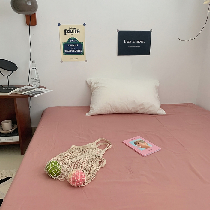 91家纺网 家纺一手货源 找家纺 柚可家居 2024新款40支全棉色织水洗棉单品系列-单床单 橡皮粉2