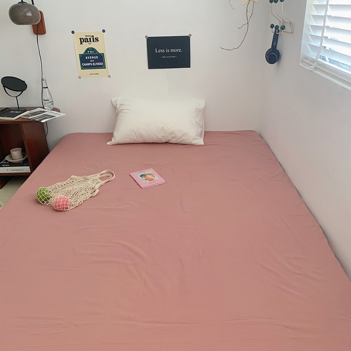 91家纺网 家纺一手货源 找家纺 柚可家居 2024新款40支全棉色织水洗棉单品系列-单床单 橡皮粉2