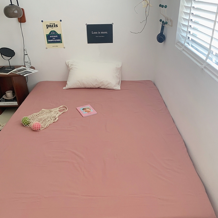 91家纺网 家纺一手货源 找家纺 柚可家居 2024新款40支全棉色织水洗棉单品系列-单床单 橡皮粉2