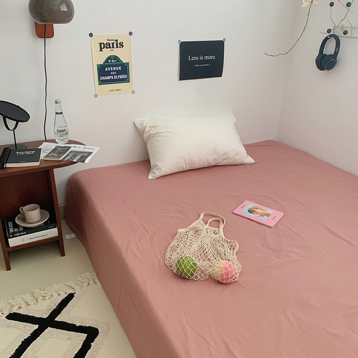 91家纺网 家纺一手货源 找家纺 柚可家居 2024新款40支全棉色织水洗棉单品系列-单床单 橡皮粉2