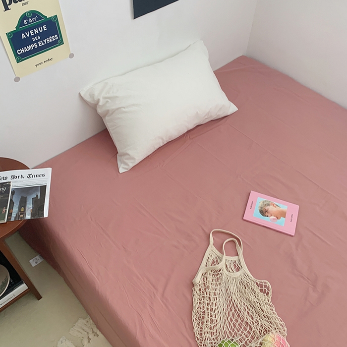 91家纺网 家纺一手货源 找家纺 柚可家居 2024新款40支全棉色织水洗棉单品系列-单床单 橡皮粉2