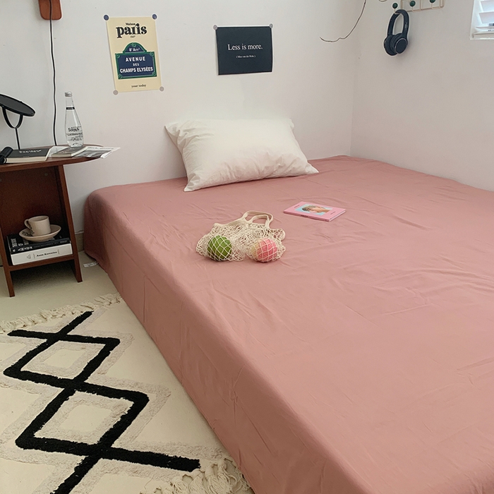 91家纺网 家纺一手货源 找家纺 柚可家居 2024新款40支全棉色织水洗棉单品系列-单床单 橡皮粉2