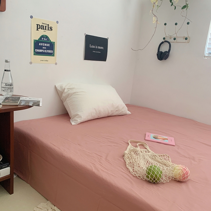 91家纺网 家纺一手货源 找家纺 柚可家居 2024新款40支全棉色织水洗棉单品系列-单床单 橡皮粉2