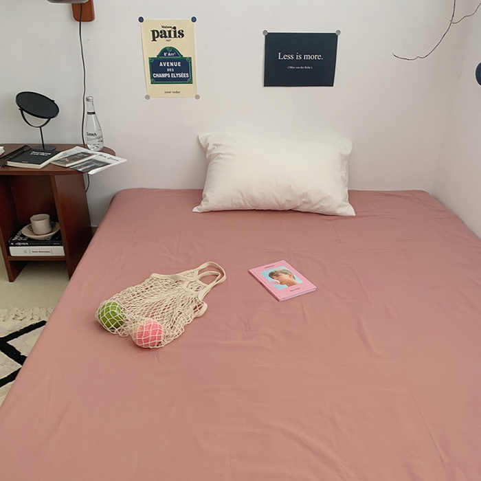 91家纺网 家纺一手货源 找家纺 柚可家居 2024新款40支全棉色织水洗棉单品系列-单床单 橡皮粉2