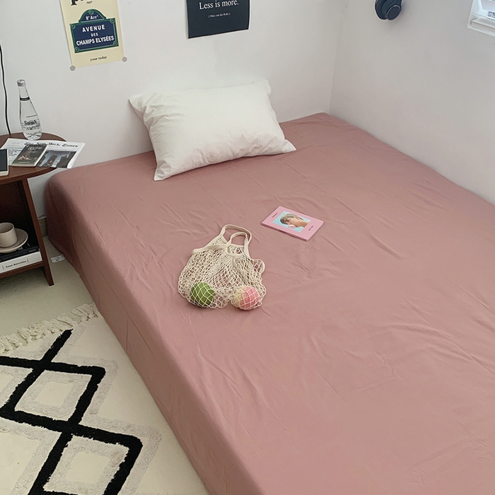 91家纺网 家纺一手货源 找家纺 柚可家居 2024新款40支全棉色织水洗棉单品系列-单床单 橡皮粉2