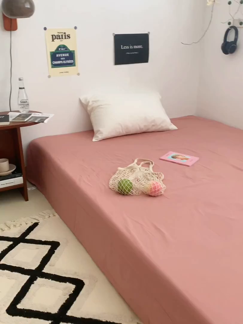 91家纺网 家纺一手货源 找家纺 柚可家居 2024新款40支全棉色织水洗棉单品系列-单床单 橡皮粉2