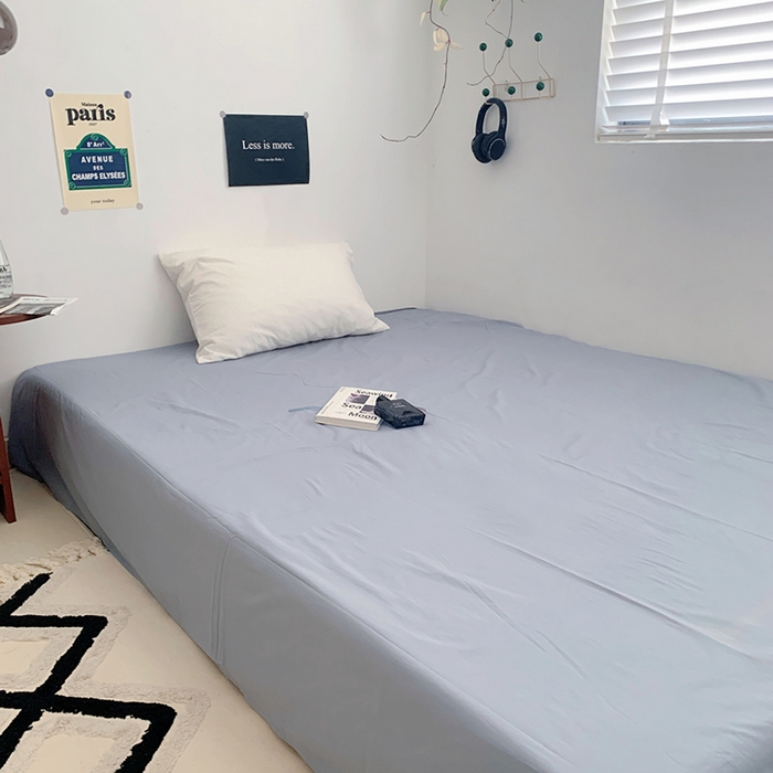 91家纺网 家纺一手货源 找家纺 柚可家居 2024新款40支全棉色织水洗棉单品系列-单床单 烟灰蓝