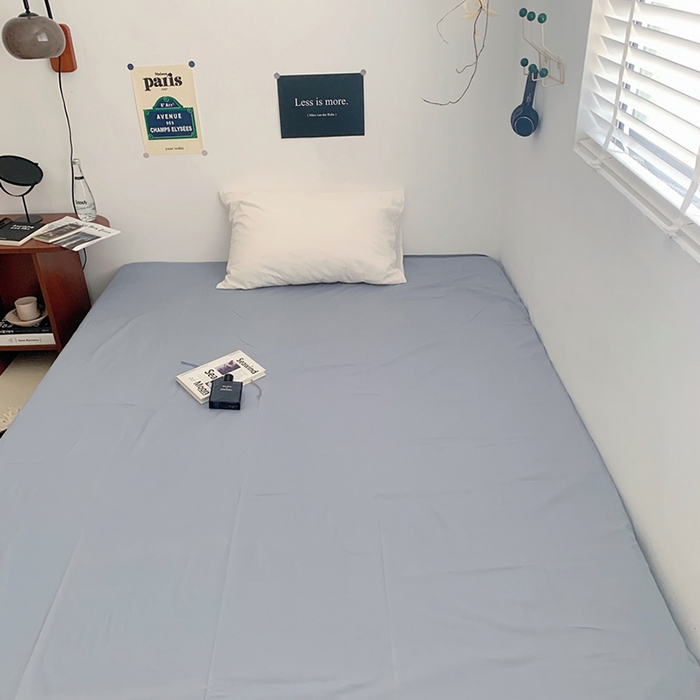 91家纺网 家纺一手货源 找家纺 柚可家居 2024新款40支全棉色织水洗棉单品系列-单床单 烟灰蓝