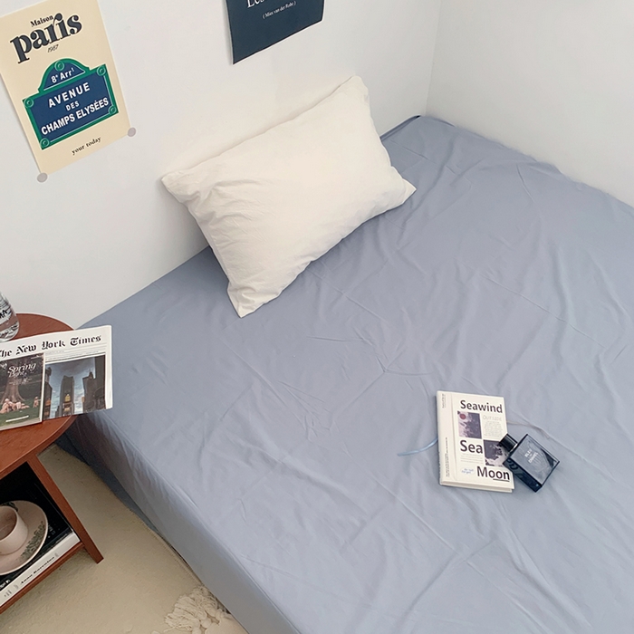 91家纺网 家纺一手货源 找家纺 柚可家居 2024新款40支全棉色织水洗棉单品系列-单床单 烟灰蓝