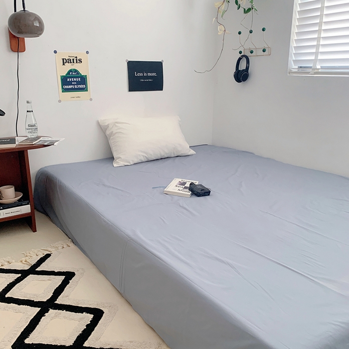 91家纺网 家纺一手货源 找家纺 柚可家居 2024新款40支全棉色织水洗棉单品系列-单床单 烟灰蓝