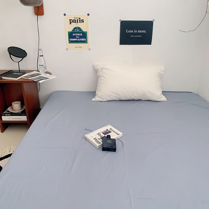 91家纺网 家纺一手货源 找家纺 柚可家居 2024新款40支全棉色织水洗棉单品系列-单床单 烟灰蓝