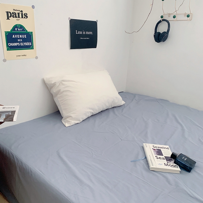 91家纺网 家纺一手货源 找家纺 柚可家居 2024新款40支全棉色织水洗棉单品系列-单床单 烟灰蓝