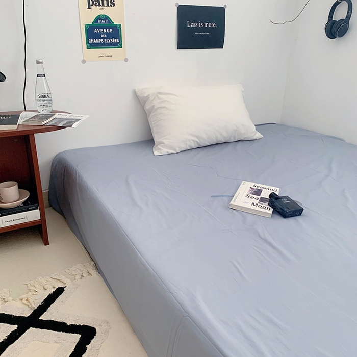 91家纺网 家纺一手货源 找家纺 柚可家居 2024新款40支全棉色织水洗棉单品系列-单床单 烟灰蓝