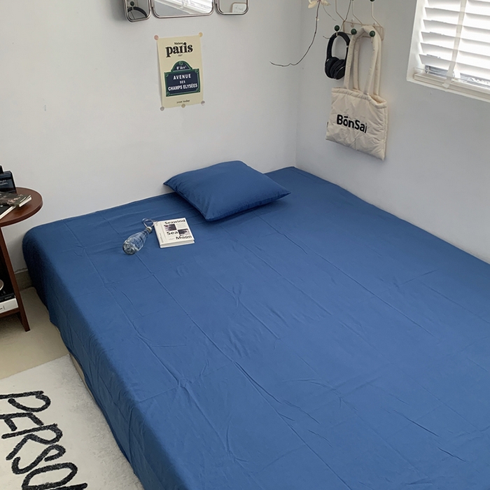 91家纺网 家纺一手货源 找家纺 柚可家居 2024新款40支全棉色织水洗棉单品系列-单床单 跃蓝2