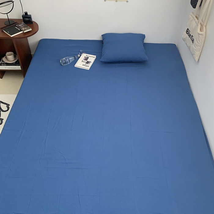 91家纺网 家纺一手货源 找家纺 柚可家居 2024新款40支全棉色织水洗棉单品系列-单床单 跃蓝2