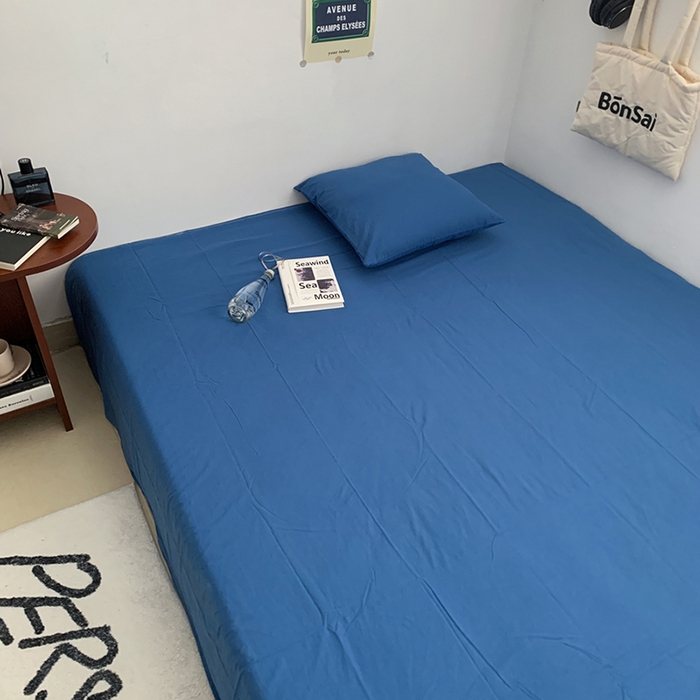 91家纺网 家纺一手货源 找家纺 柚可家居 2024新款40支全棉色织水洗棉单品系列-单床单 跃蓝2