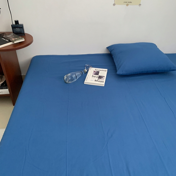 91家纺网 家纺一手货源 找家纺 柚可家居 2024新款40支全棉色织水洗棉单品系列-单床单 跃蓝2