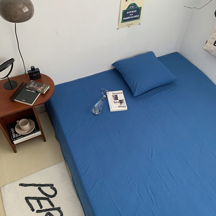 91家纺网 家纺一手货源 找家纺 柚可家居 2024新款40支全棉色织水洗棉单品系列-单床单 跃蓝2