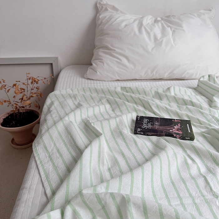 91家纺网 家纺一手货源 找家纺 柚可家居 2024新款40支全棉色织水洗棉单品系列-单床单 桃红条纹